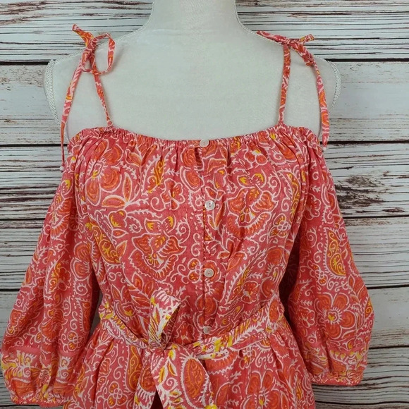 NWT Cleobella Womens Medium Blossom Print Violet Midi Boho Off Shoulder Dress - Picture 4 of 10